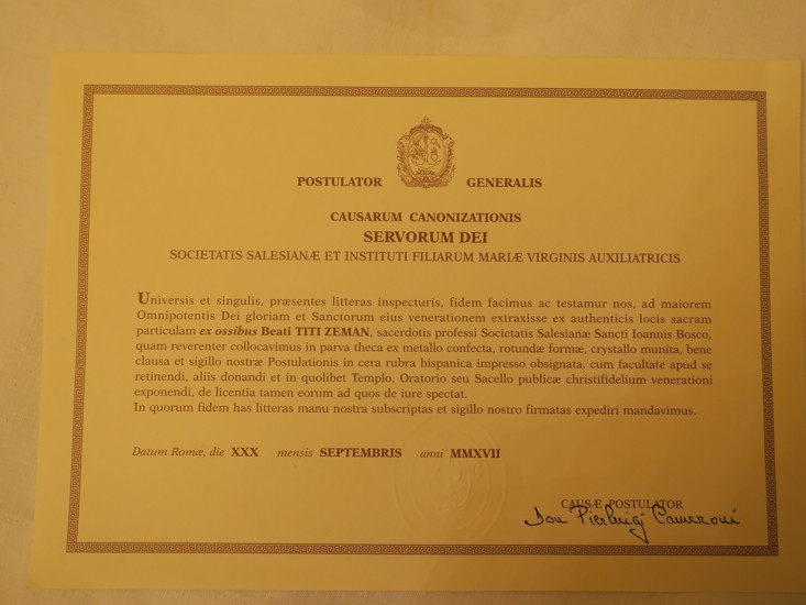 2017 - 12 Relikvia Bl.Titusa Zemana 